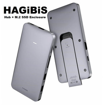 Hagibis USB-C 8-in-1 Hub with M.2 SSD Enclosure, Type-C Docking Station to SSD, 10Gbps USB 3.1 Gen2, 100W PD, 4K@60Hz HDMI, SD/TF Card Slot, Hard Disk Drive for MacBook Pro, iPad Pro & More - Imported from UK